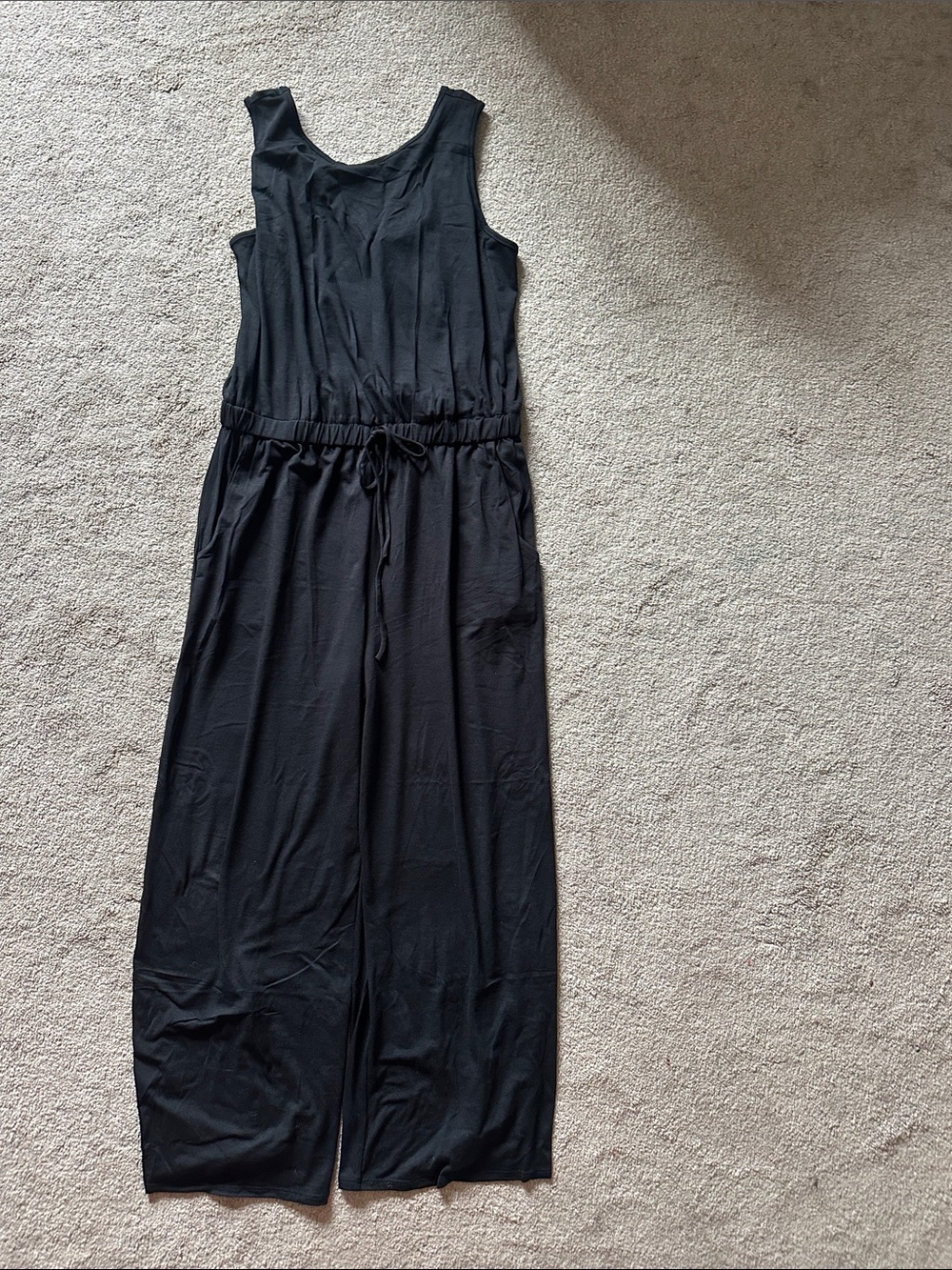 Sleeveless Black Drawstring Jumpsuit